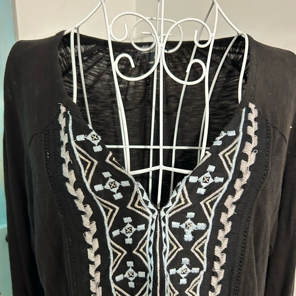 Lucky Brand black embroidered knit tunic size S - Picture 3 of 8